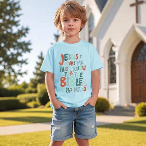 Image of Christian Shirts for Boys Kids Jesus Loves You Bible Verse God T Shirts Religious Faith Cute Graphic Tees Casual Tops