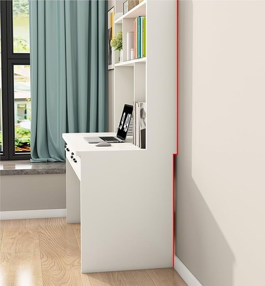 Solid Wood Desk and Bookshelf Integrated Table, Study Table