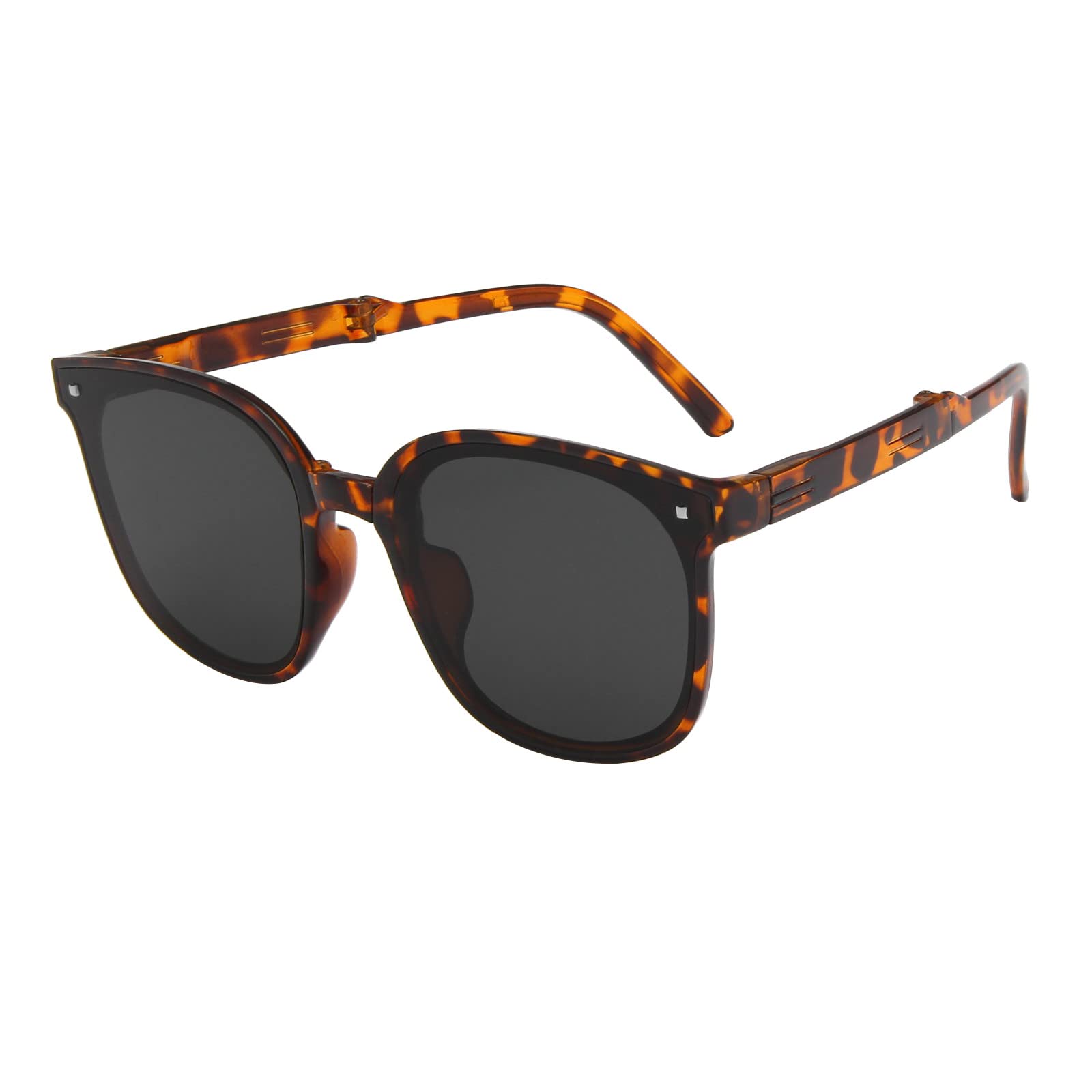 Womens Sunglasses Polarized UV Protection Foldable Sunglasses - Retro Designer Style - Round Mirrored Lens Sunglass