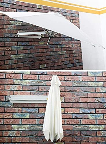 Parasol de pared para jardín con mástil de aluminio y sombrilla inclinable de 7ft 4