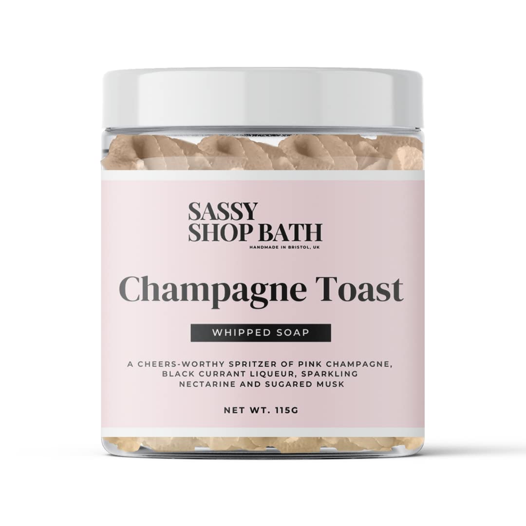 Sassy Shop Bath - Whipped Soap, Champagne Toast - Cleanse and Nourish the Skin, With Uplifting Fragrance - Gentle and Suitable for all Skin Types - Vegan Friendly - 115g