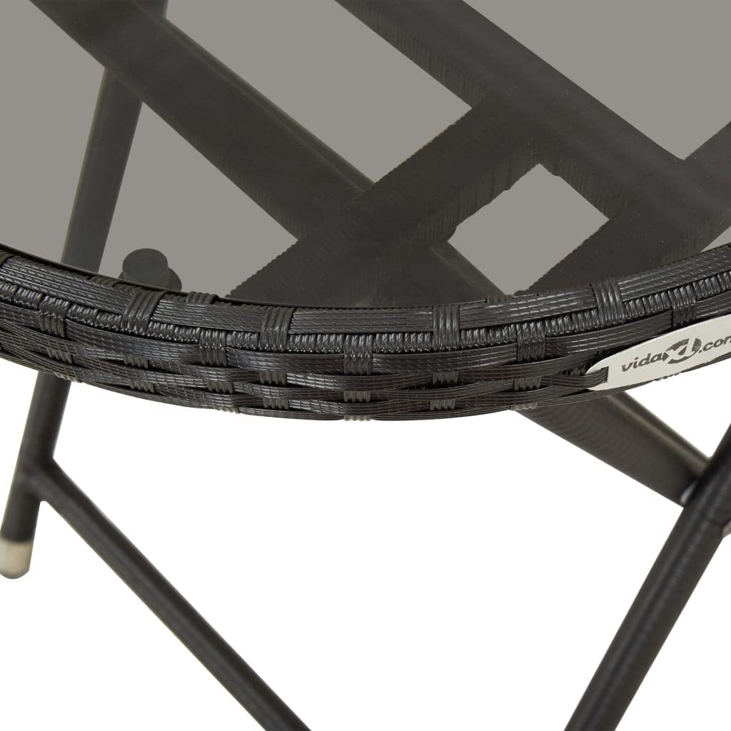 ShGaxin Tavolino e sedie con Cuscini 3 pezzi rattan sintetico Vetro Nero, Set Tavolo E Sedie Giardino, Tavolo E Sedie Terrazza, Mobili da Giardino Esterno, Set Di Mobili Da Giardino - 3278747