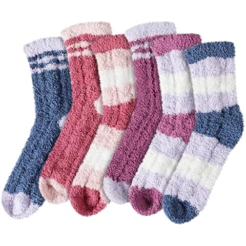 fauson Fuzzy Socks - Fuzzy Socks for Women, 6 Pairs Fluffy Socks Cozy Winter Socks for Women Soft Socks Warm Socks Slipper Socks Cover