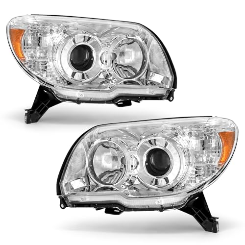 AXLAHA Headlights Assembly for Toyota 4Runner 2006 2007 2008 2009 Chrome Housing Amber Reflector Headlamp Replacement Pair without Bulbs by AXLAHA - Used condition - US$96.89