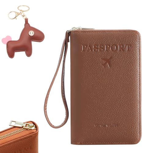 WIKONALK Multi-Functional Passport Holder Cover with Purse Charms,Premium Travel Wallet