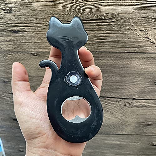 1P Creative Portable Cat Shaped Magnet Bottle Opener, Wine Beer Beverage Drinking Opener Bar Gadget Glass Beer Kitchen Tools Barware For Girls Women (Black) #TOP6
