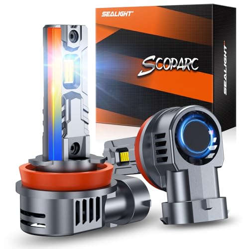 Image of SEALIGHT S2S H11 Light Bulbs, 40000LM Super Brighter, 6500K Pure White H11 Fog Bulbs, 60K+ Hours Lifespan, 2-Pack for Powersports /ATV Lamps