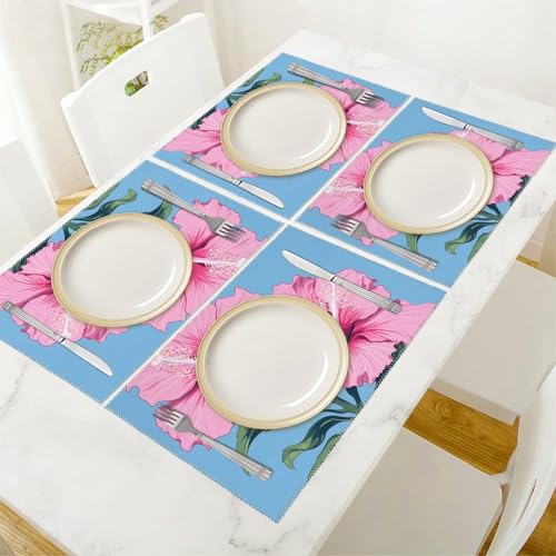 Sets de table hibiscus anti-taches pour préserver la table de cuisine - 6
