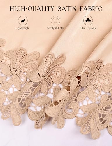 Image of EPLAZA 4 Pcs Bride Robe for Wedding Day Set Bridal Robe with Slippers Lace Trim Wedding Robe for Bridal Bachelorette Party