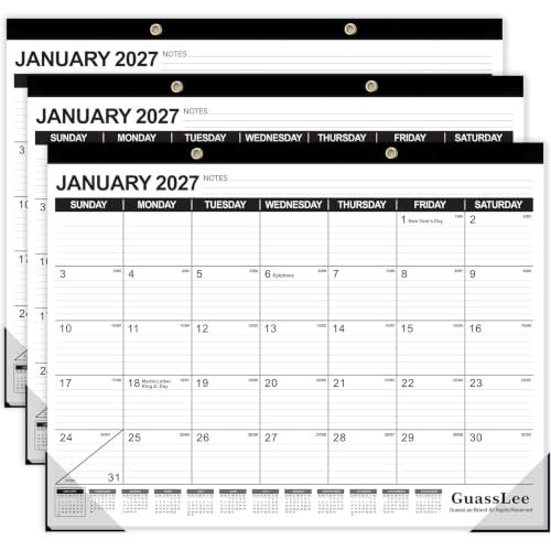 Image of GuassLee Large Desk Calendar 2027 3 Pack, 18 Months Jan 2027-Jun 2028