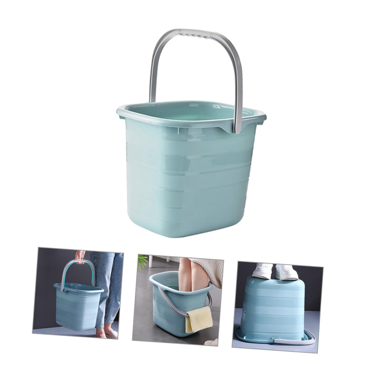 OUNONA Secchio Maneggevolezza che Facilita Trasporto di Plastica Manico Antiscivolo Rettangolare Capiente e Leggero per Famiglia e Giardinaggio