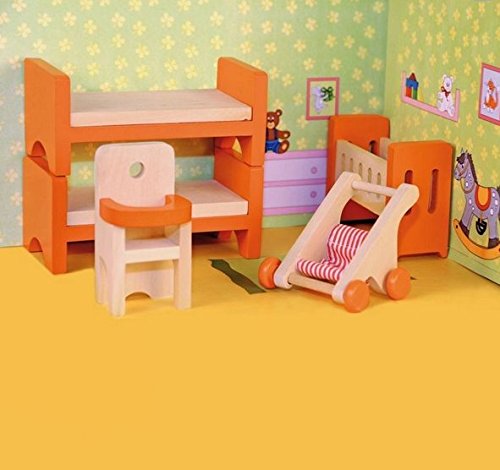 Preisvergleich Produktbild Woodyland Puppenhaus-Zubehör Kinderzimmer-Set (5-teilig, Mehrfarbig)