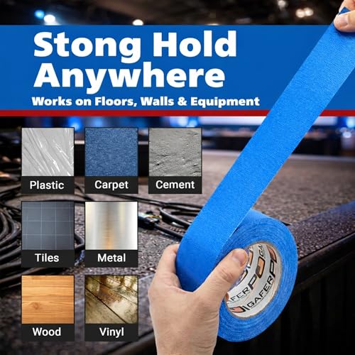 Image of Gaffer Power Electric Blue Gaffer Tape 2 inch x 30 Yards - No Residue, Made in USA, Professional Grade, Non-Reflective Matte Cloth Tape for Stage, Photography & Cable Management