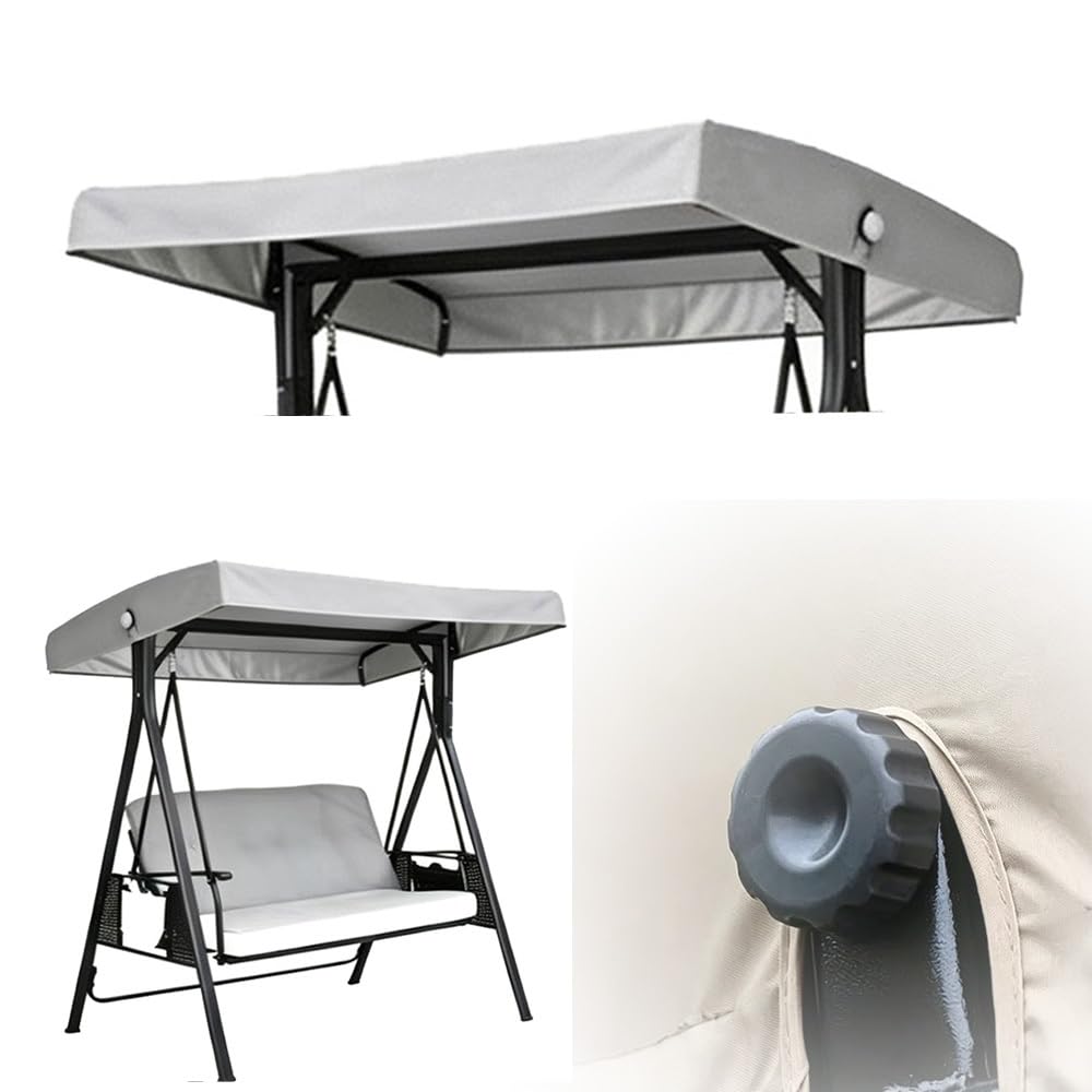 SMCMGECEUZ 75x47in Patio Swing Canopy Cover Waterproof Swing Canopy Replacement Top, Outdoor Porch Swing Cover Windproof Replacement Canopy For Garden Hammock(Light Gray)