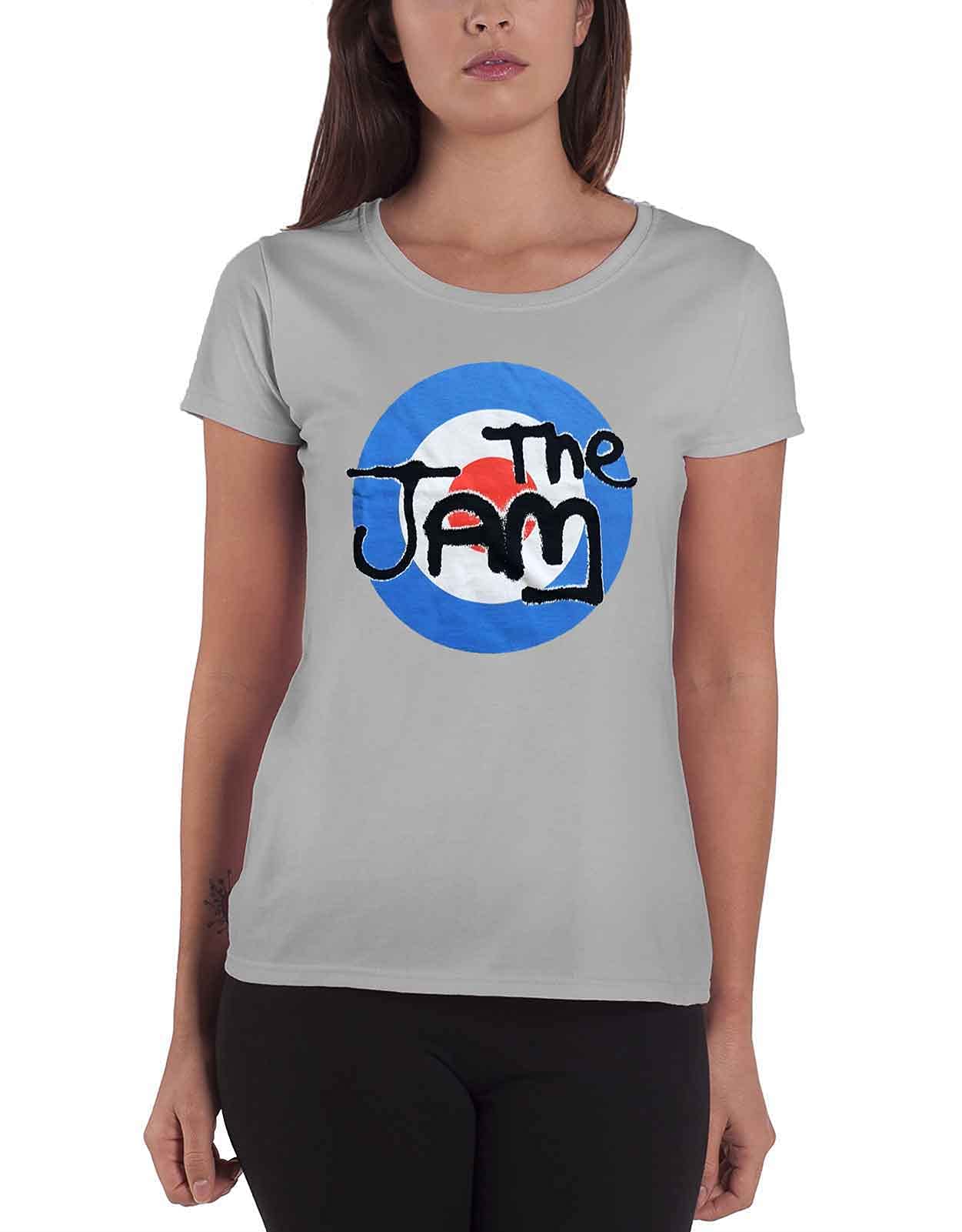 The Jam T Shirt Spray Target Band Logo Official Womens Skinny Fit Grey XS