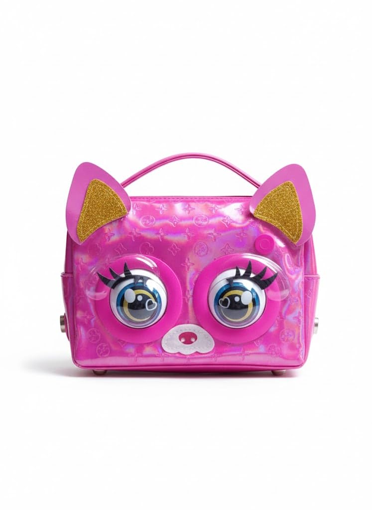 Wink Pack Interactive Pink Kitty Purse - Blinking Eyes & 30+ Sounds - Stylish Kids Crossbody Bag - Pink Edition Toy Handbag for Girls Ages 5-10-image-22
