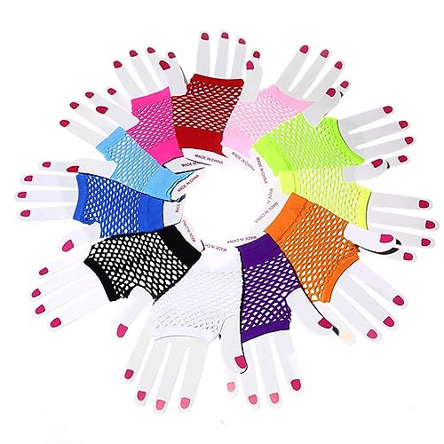 image for OTPEH Lone Fishnet Gloves Fingerless For Women Fish Net Arm Sleeve Mes