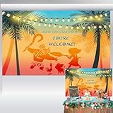 Tropical Princess Sunset Party Backdrop Cartoon Movie Theme Palm Beach Background for Birthday Party Island Baby Shower Banner Ocean Adventure Decorations 5x3 ft 11