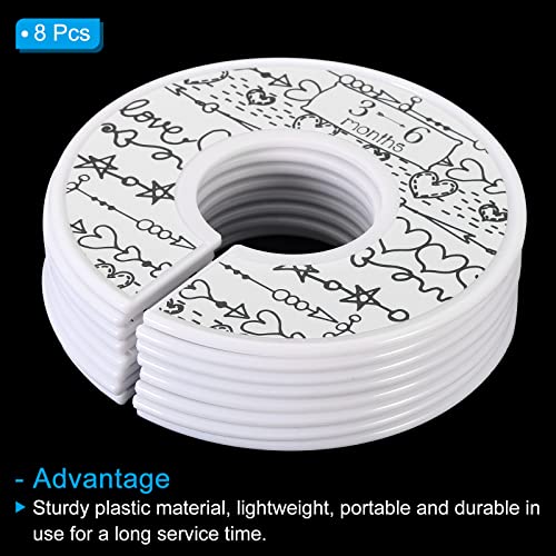 PATIKIL Clothes Dividers, 8 Pack Closet Clothing Wardrobe Rack Reusable Sorting Age Round Hanger Separator for Nursery White Gray - Image 3
