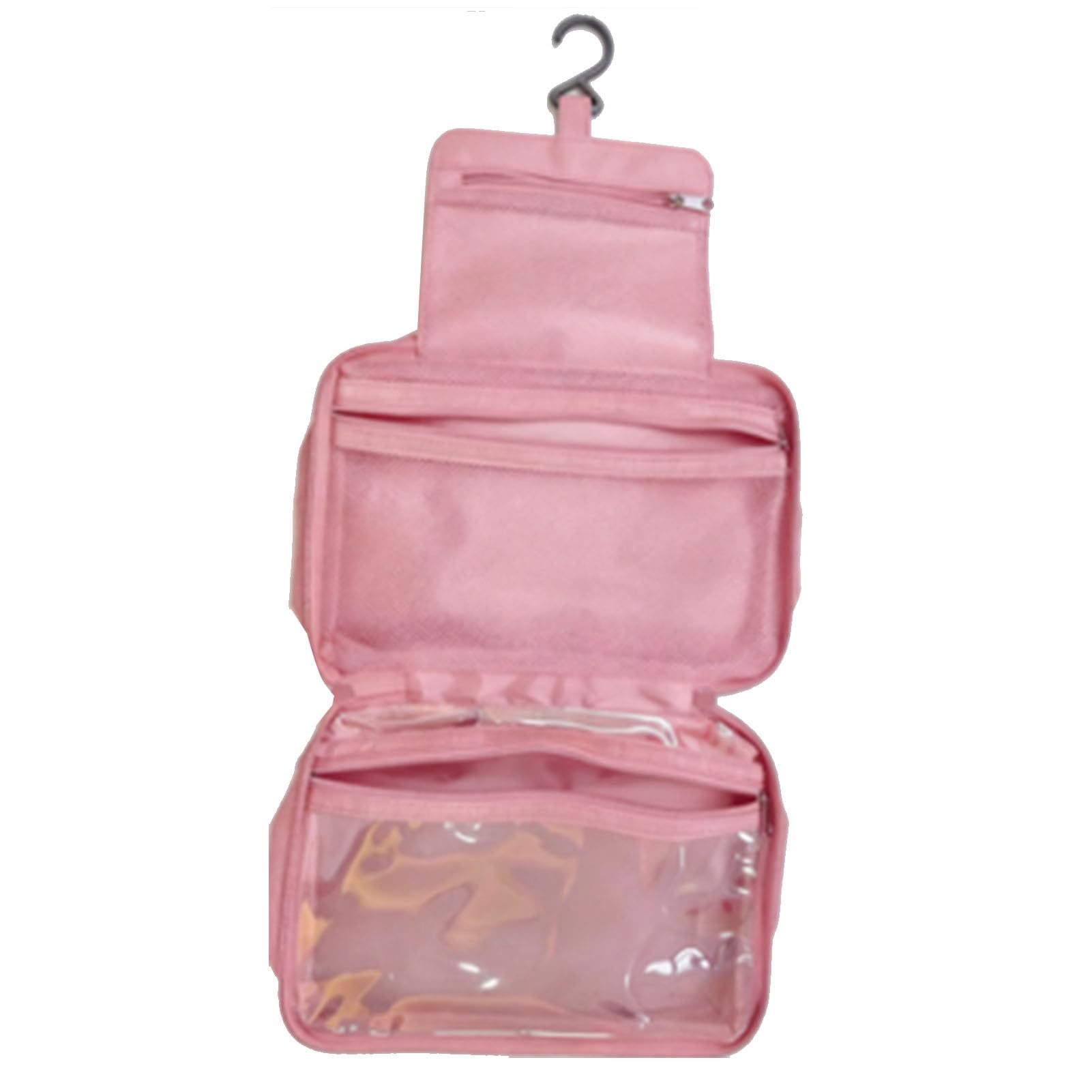 Ejoyous Beauty Case da Viaggio Borsa da Trucco in Tessuto Oxford da Appendere 24 X 16 X 9 Cm Organizzatore Pieghevole con Separazione Asciutto e Bagnato in 3 Sezioni per Donne Uomini Viaggi in (PINK)