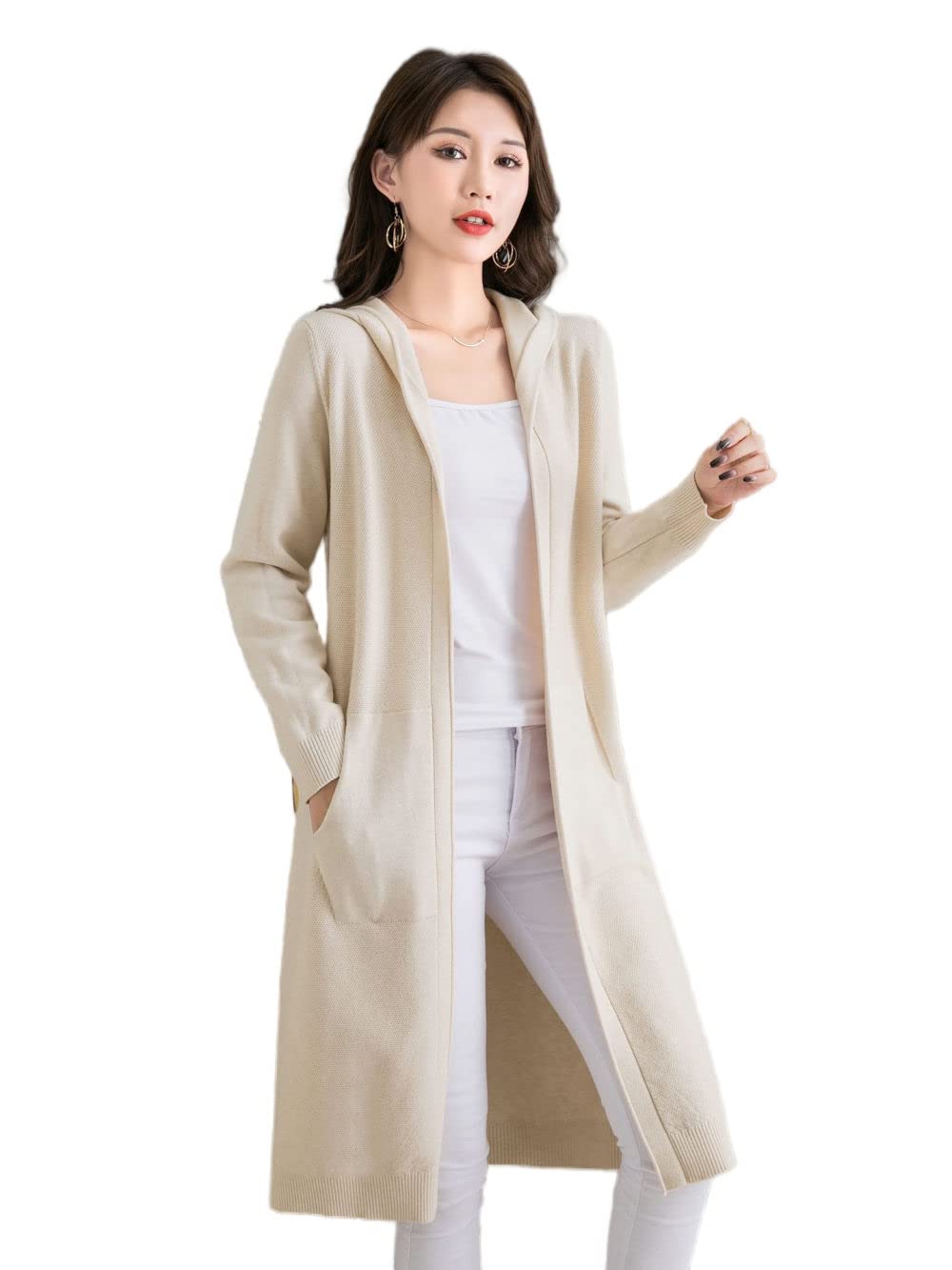 Summer Cardigan,Women'S Open Front Long Cardigan Hoodie Sweater Hoody  Knitting Plain Casual Elegant Jacket With Hood Knitted Cardigan Oversized  Coat Streetwear Antumn S-3Xl,Beige,One Size : Amazon.co.uk: Fashion
