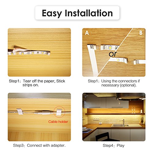 WOBANE Under LED Lighting kit, 6 PCS LED Strip Lights with Remote Control Dimmer and