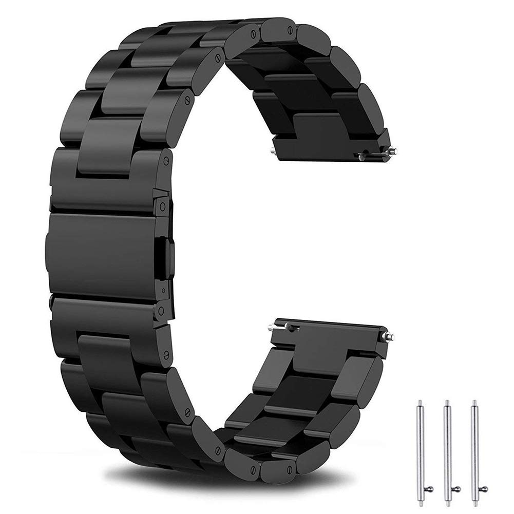SUNDAREE Compatibile con Cinturino Samsung Galaxy Watch 42MM SM-R810/Watch 3 41MM/Garmin Venu Sq 2/GTS 4 MINI/Huawei Watch GT 3,20MM Nero Uomo Metallo Acciaio Orologio Cinturini Ricambio Band