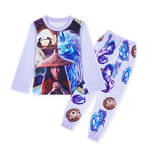 The Dragon Mädchen Pyjama Pjs Kinder Mädchen Kostüm niedlich Cartoon Druck Nachtwäsche Nachtwäsche Tops und Hosen 4-10 Jahre, Pyjama 1, 9-10 Jahre Cover
