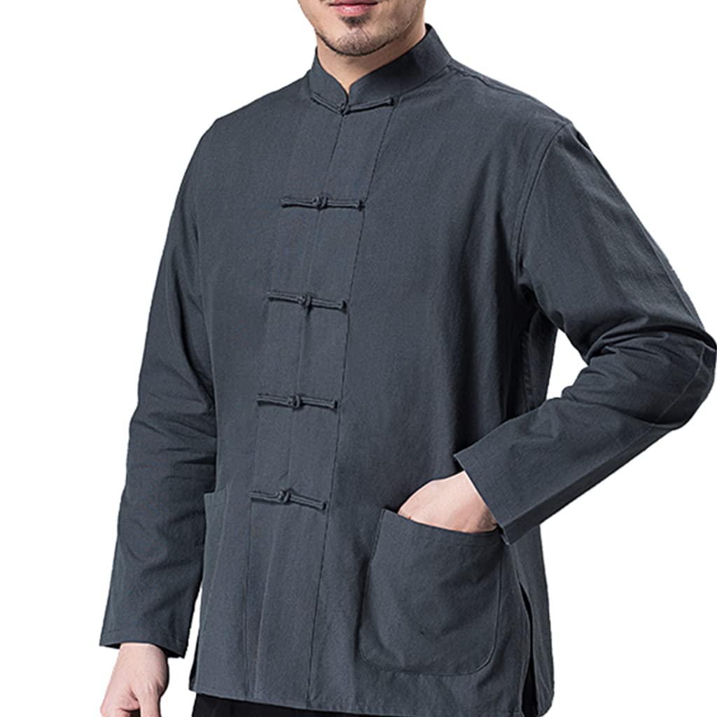 Tai Chi jednolity męski strój Tang mężczyźni chińskie tradycyjne(Grijs,L XL)