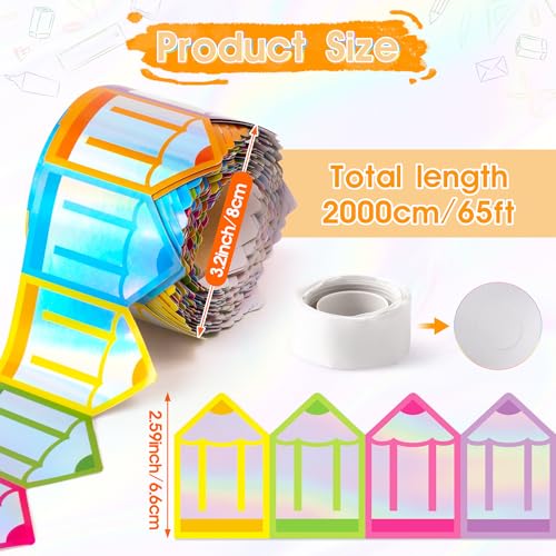 Image of BeYumi Crayon Holographic Border Trim - 65ft Back to School Colorful Crayons Holographic Straight Rolled Border Trim Iridescent Crayon Bulletin Board Set Classroom Office Chalkboard Door Party Decor