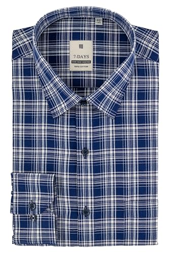 Image of 7-DAYS Men's Premium Checks Formal Shirt - Cotton Rich, Regular Fit, Full Sleeve, with Pocket, Wrinkle Resistant - Stylish Office & Everyday Wear.