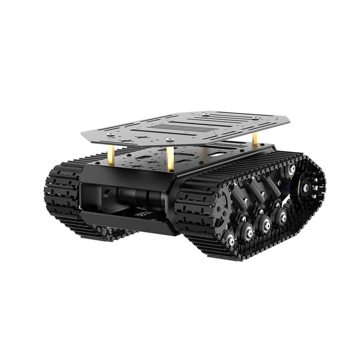Robot Tracked Tank Car Chassis with Encoder DC Motor, Suspension Shock Absorption Chassis Car Double Layer Full-Metal Robotic Moving Platform Track for Arduion RPi Jetson DIY Maker Smart Robot Car