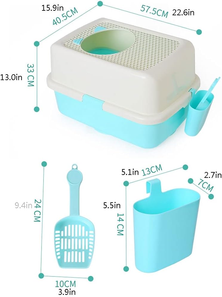 Pet ToiletFully Enclosed Cat Toilet Deodorant Cat Poop Tray Oversized Top-in Type Splash-ProofCat Supplies Dog Pee Pads (A)