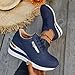 Platform Wedge Sneakers For Women Lace Up Walking Tennis Shoes Slip On Breathable Lightweight Chunky High Heels Fashion Sneakers Non-Slip Womens Comfortable Casual Shoes for Gym Travel Work