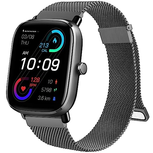 Stainless Steel Metal Bracelet for Amazfit GTS 2/4/4 Mini/3/2 Series & Bip U/Bip 3 Pro - 20mm, Enhanced Magnet