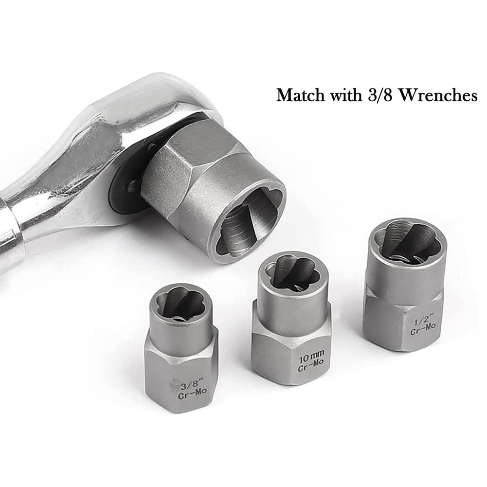 DHYAWUER 14Piece Impact Bolt & Nut Remover Set Stripped Lug Nut Remover Hex Adapter with Hex Adapter Extraction Socket Set - Image 3