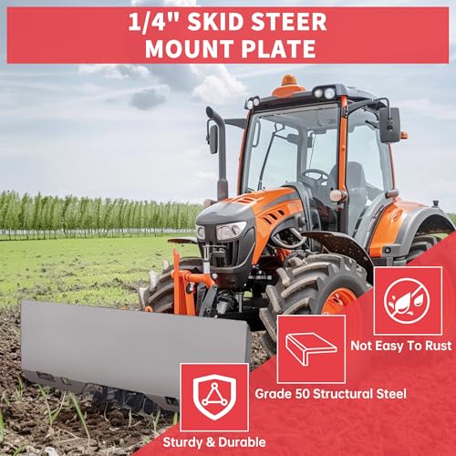 Image of ECOTRIC 1 /4 inch Skid Steer Attachment Plate Compatible with Bobcat Kubota