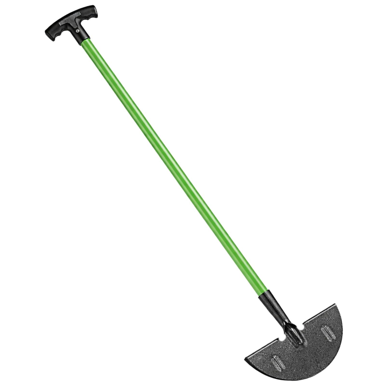 SALTEASY Heavy Duty Lawn Edger Tool with Long T-Handle, Carbon Steel Half Moon Blade Wide Footplate, for Borders Sidewalks Driveways & Garden Edging Hoe
