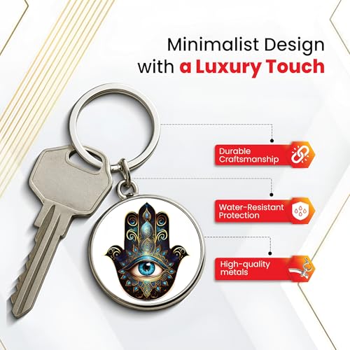 Image of MG | Protective Evil Eye /Spiritual Symbols /Om /Motivational Keychains | Double-Sided Metal Key Ring | Good Luck and devine Charm for Car, Bike, Home & Office