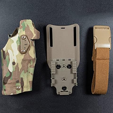 WLXW Tactical Airsoft Holster Airsoft Right Handed Holster for Glock 17/19 Compatible with X300 Lights Holster QLS Quick Mount Adapter Leg Shroud Drop,CP Cover