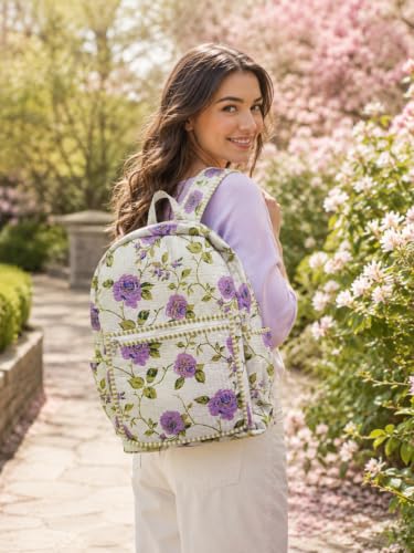 Image of Doraya Cotton Quilted Unisex Backpack Hand Block Floral Printed Design Stylish Eco-Friendly Bag for School, Travel, and Everyday Adventures