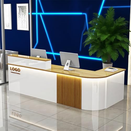 Reception Desk with Counterr, Lockable Drawers and Storage,Shopping Mall Office Cashier Receptionist Desk for Receptionists in Offices, Retail Stores, Lobbies, Shops