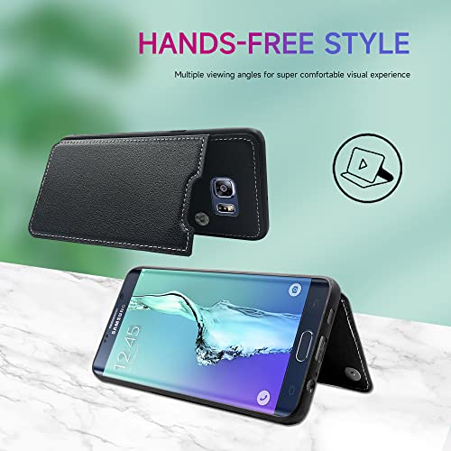 Dswteny Compatible With Samsung Galaxy S6 Case With Leather Credit Card Holder Magnetic Back Stand Cell Accessories Phone Cover For S 6 6S Gs6 Sm-G920V G920A Women Men Black thumb #5
