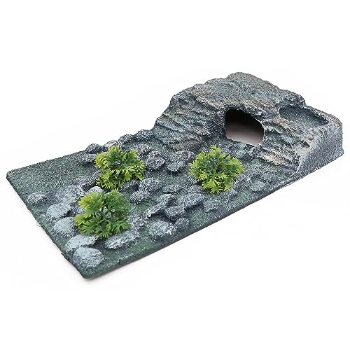 Image of AQUA KT Turtle Ramp Climbing Basking Platform, Tortoise Dock and Hideout, Turtle Food Bowl, Terrarium Plant, in Complete Terrarium Aquatic Decoration Kit, Pack of 1