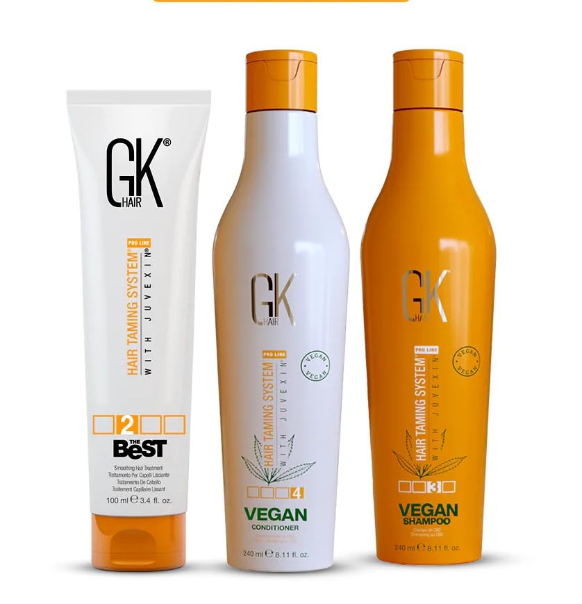 GK HAIR Vegan Shampoo & Conditioner Set (240ml) with The Best Keratin Treatment (100ml) | Complete Hair Care Kit for Smoother, Nourished, Healthier Hair