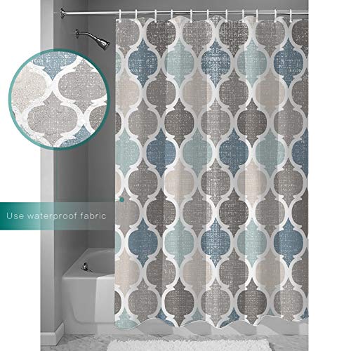 Lovada Grey Shower Curtain, Moroccan Bathroom Curtain, Grey And White Extra Long Shower Curtains With 12 Hooks For Home Decor, Polyester Fabric Machine Washable Waterproof Shower Curtains 72X72 Inch #TOP2
