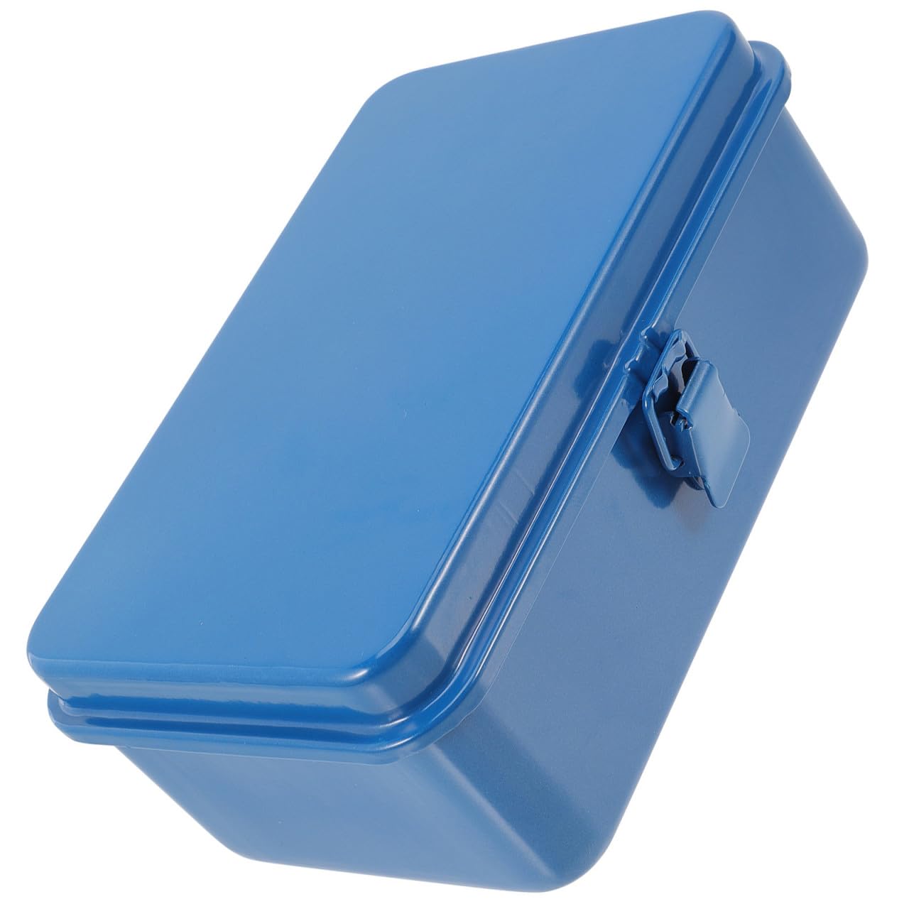 Hemobllo Caja de herramientas de metal, caja de herramientas vacía pequeña de hierro, con tapa con cerradura, portátil, para mecánicos, talleres y reparaciones del hogar
