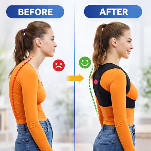 Image of Posture Corrector for Men & Women - Adjustable Upper Back & Shoulder Support Belt for Pain Relief, Slouching Correction, Desk Job & Daily Posture Training