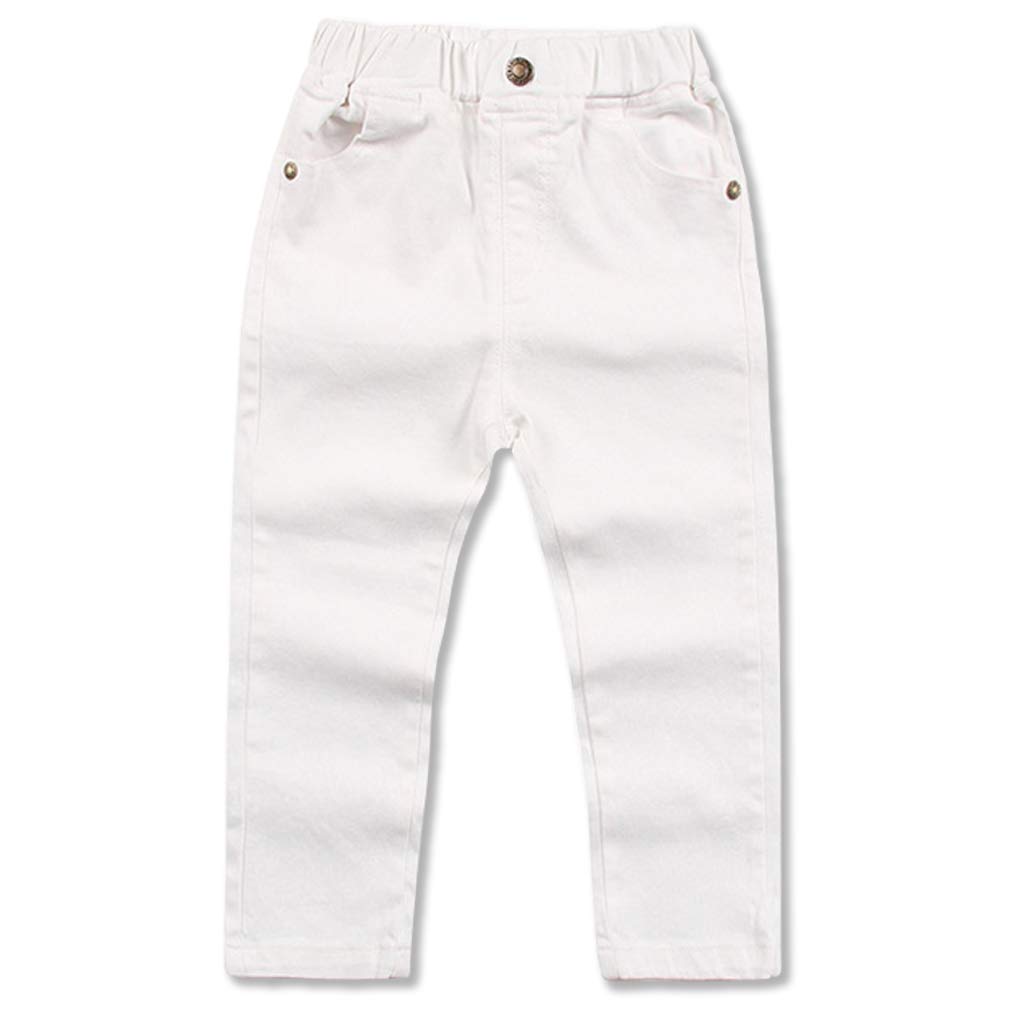 BINIDUCKLING Pantalon chino uniforme garçon coupe droite taille élastique pantalon d'école pour garçons de 3 à 14 ans