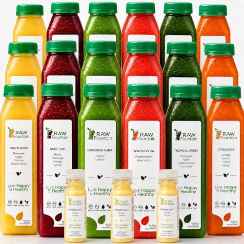 RAW Fountain Juice Cleanse 3 Day, Tropical Detox Cleanse 18 Bottles, 12oz